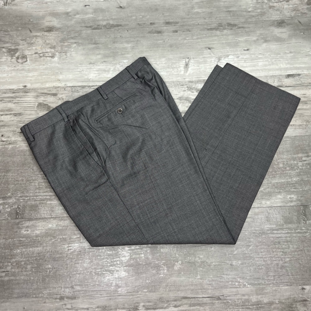 Zanella Solid Grey Sharkskin Devon Fit Dress Pant… - image 1